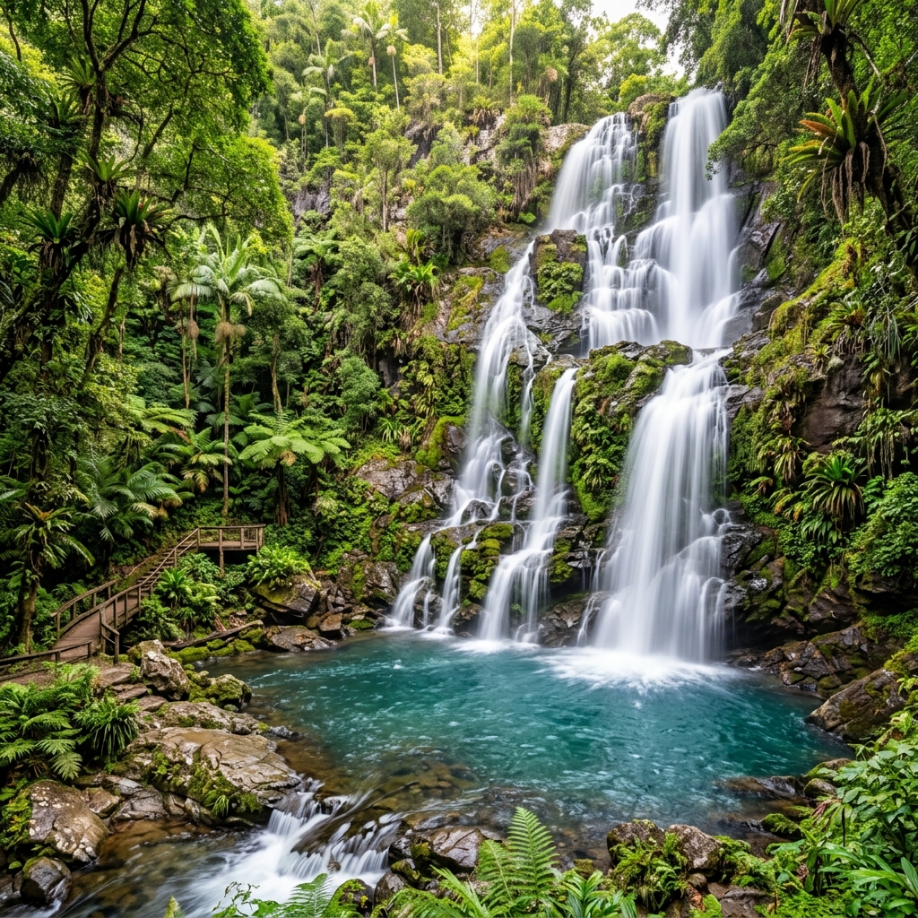 Cascada majestuosa en reserva natural